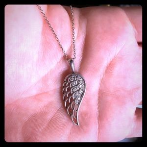 Solid sterling silver angel wing necklace